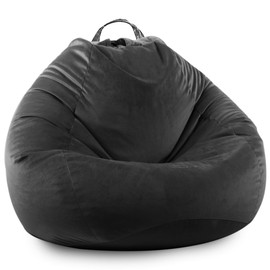 LPMOERA Stuffed Animal Storage Bean Bag Chair Cover (No Filler) Zipper Soft Fuzzy Fluffy Stuffable Bean Bag Cover for Organizing Children Plush Toys or Memory Black Small