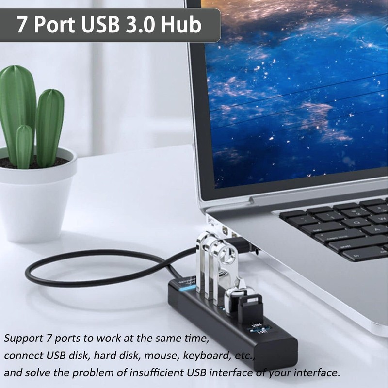 USB Hub 3.0, VIENON 7-Port USB Data Hub Splitter for