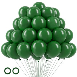 Voircoloria 105pcs Dark Green Balloons 12inch Hunter Green Balloons for Birthday Dinosaur Baby Shower St. Patrick's Day Summer Jungle Forest Safari Party Decorations