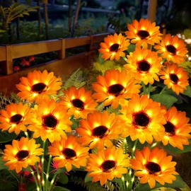Solar Sunflower Lights Outdoor Garden Decor, 3 Pack Flowers Lights with 18 Sunflowers, Waterproof Decorative Stake Lights Auto ON/Off for Garden Yard Patio Backyard