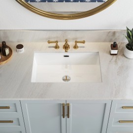HOROW 24'' White Basin Rectangular Undermount Bathroom Sink w/ Overflow 6039D