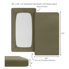 Huxie Denmark - Super Soft Muslin Fitted Baby Crib Sheets for Boys and Girls – Standard Size for 28'' x 52'' Crib Mattress - 100% Organic Cotton for Ultimate Comfort (Sage Green)