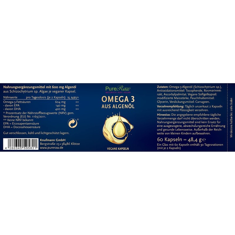 Algae Oil Omega 3 Capsules Vegan Vegetable - Algae Oil