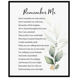 solindeco Remember Me Wall Art, Memorial Remembrance, Encouragement Gift for Pet, Sympathy Funeral Gift, Memorial Poem, Bereavement Gifts, Sympathy Poem, 8x10 inch - UNFRAMED