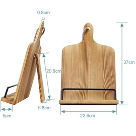 MTSDM Kitchen Recipe Book Stand, Bamboo Cookbook Stand, Kitchen Book Holder, Recipe Holder for Kitchen Counter, Simple Wooden Reading Shelf, Adjustable Display Stand for Holding Cookbooks