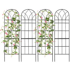 Garden Trellis for Climbing Plants Outdoor, 70"X18"Metal Garden Trellises, Decorative Garden Fencing Flower Trellis with Durable Powder Coating for Plant Rose, Vegetable Support, Black (4, Pattern-C)