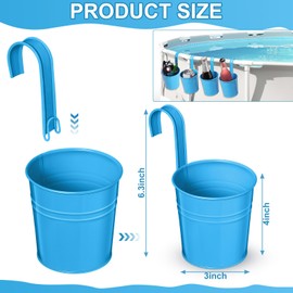 Reallnaive 4 Pack Poolside Cup Holder Above Ground Pool Drink Holder Plastic NoSpills Pool Drink Holder Round Fits 3 Inch or Less Round Top Bar (Blue)