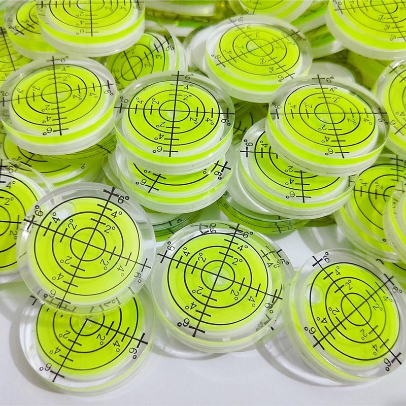 SIZIKJXGHWYI 6Pcs Circular Bubble Spirit Levels 32x7mm Degree Mark Round