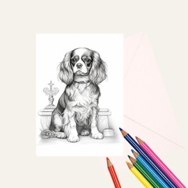 Realistic Dog Coloring Card Kit, 5" x 7" Greeting Card Stationary Set, Easy Adult Coloring A7 Cards with Mailing Envelopes, Greeting Cards, DIY Paper Crafting Kit