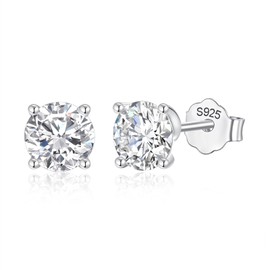 Moissanite Stud Earrings for Women,1ct-2ct D Color 18K White Gold Plated 925 Sterling Silver Hypoallergenic Flat Back Swivel twist design 1 Pair earring Valentine's Day gift（1.6ct）