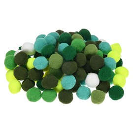 M METERXITY 100-Pack Pom Poms for Craft, 1.18" (30mm) Polyester Green Series Soft and Fluffy Pompom for Arts Craft Making/Decorations/DIY Projects, Multicolor Pompoms Balls