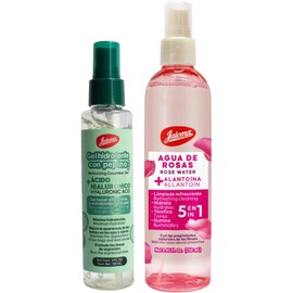 Jaloma Gel Hidratante con Pepino, Revitalizador de la Piel, 120ml + Agua de Rosas, Tónico Facial, Relajante, Antioxidante, 250ml