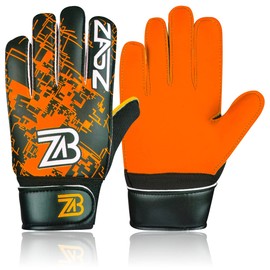 ZABZ Goalie Gloves Youth Goalkeeper Gloves Kids Football Gloves Soccer Gloves for Kids with Extra Grip Palm & Wrist Protection Guantes de Portero (Orange, 4)