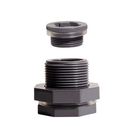 Ququyi 3/4 Inch PVC Bulkhead Water Tank Connector Adapter Fitting with Plugs Thru-Bulk Pipe Fitting for Rain Barrels, Aquariums, Ponds(Set of 1)