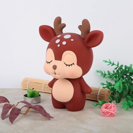 Cute Deer Money Bank, Unbreakable Piggy Bank for Girls Boys, Brown Coin Saving Box, Cartoon Money Pot (Brown)