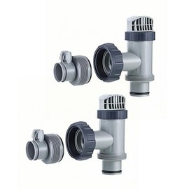 Pool Plunger Shut-off Valve, with Plunger Valve for Intex, 1.25"-1.5" Hose Adapters & Plunger Valves for Above Ground Pool Filter Pump, Swimming Pool Filter Adapter with Plunger Valve (2 Set)