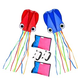 Homdipoo Kite Mollusc Octopus Kite 2Pack Long Colorful Tail Easy to Fly Easy to Fly Kites for Kids Ages 4-8 and Kites for Adults with 2 Handle 300ft Kite String for Beginner Outdoor Kite.