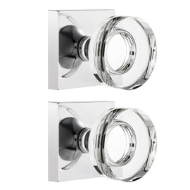 naubea 2 Pack Polished Chrome Door Knobs Glass Door Knob Dummy Door Knobs Interior Crystal Dummy Door Handle for Hall and Closet