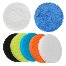 CDDCWZ Polishing Sponge (7-Piece 150 mm) Polishing Pad Velcro Set Polishing Pad Versatile Polishing Foam Set for Eccentric Polishing Machine Grinding Machine