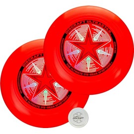 Discraft Two-Pack Bright Red Ultrastar Ultimate Discs - Standard Size, Varied Foil Designs, Perfect for Competitive & Casual Play