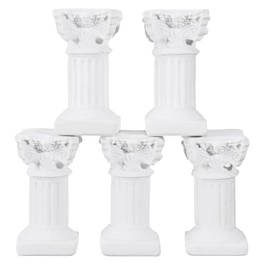 Holibanna 5Pcs Miniature Roman Pillar Greek Column Figurine Base Stigma Decoration Resin Artistic Ornament for Wedding Christmas Micro Landscape Aquarium White