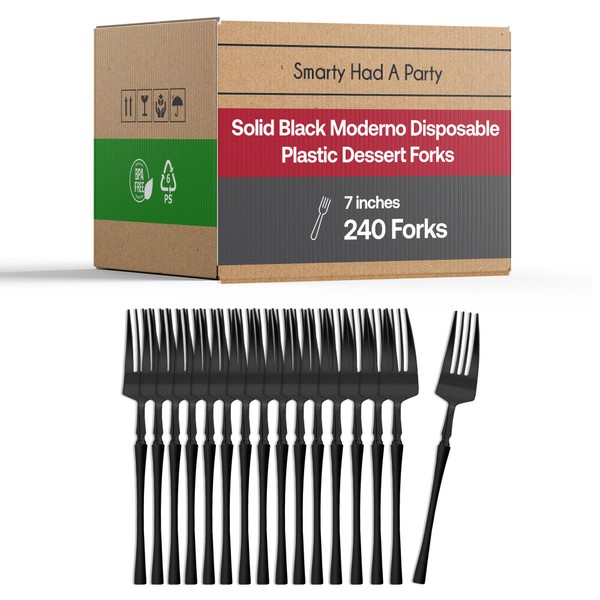 Smarty Had A Party 240 Solid Black Moderno Disposable Plastic