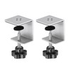 PATIKIL C Clamps, Pack of 2 Heavy Duty Metal Black Desk Clamps, Adjustable Mounting Table Clamp with Protective Pads for Attaching Acrylic Glass and Wooden Panels, Silver Tone
