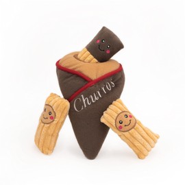 ZippyPaws Burrow, Food Buddies Churro Cone - Interactive Dog Toys for Boredom - Hide and Seek Dog Toys, Colorful Squeaky Dog Toys for Small & Medium Dogs, Plush Dog Puzzles