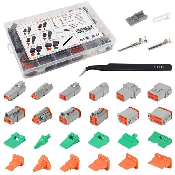Twippo Deutsch Connector Kit 20 Sets, 2/3/4/6/8/12 Pin DT Connector