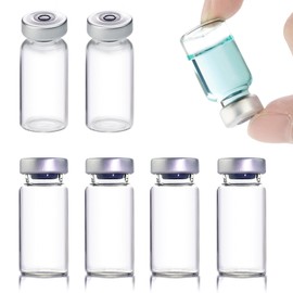 Knixxo 10 Pack 3ml Sealed Sample Vials, Transparent Glass Vials with Self Healing Injection Port