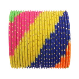 Efulgenz Indian Bangles Set Bollywood Plain Metal Bangle Bracelets Costume Jewelry for Women & (Set of 24), 2-4
