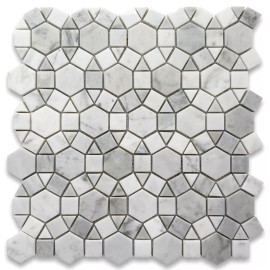 Stone Center Online C392XP Ring Sun flower Carrara Venato Carrera Marble Accent Tile Polished