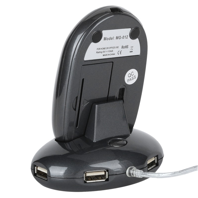 Wireless Mouse with Charging Base 4 Port USB Hub 5