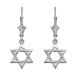 Jewish Star of David Dangle Earrings 925 Sterling Silver