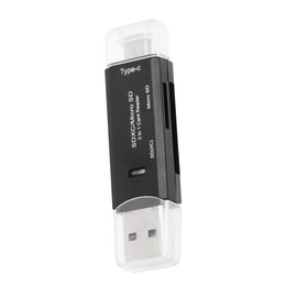 CAXUSD OTG Reader Memory Card Adapter for Phones and Computers Supports Cards Black