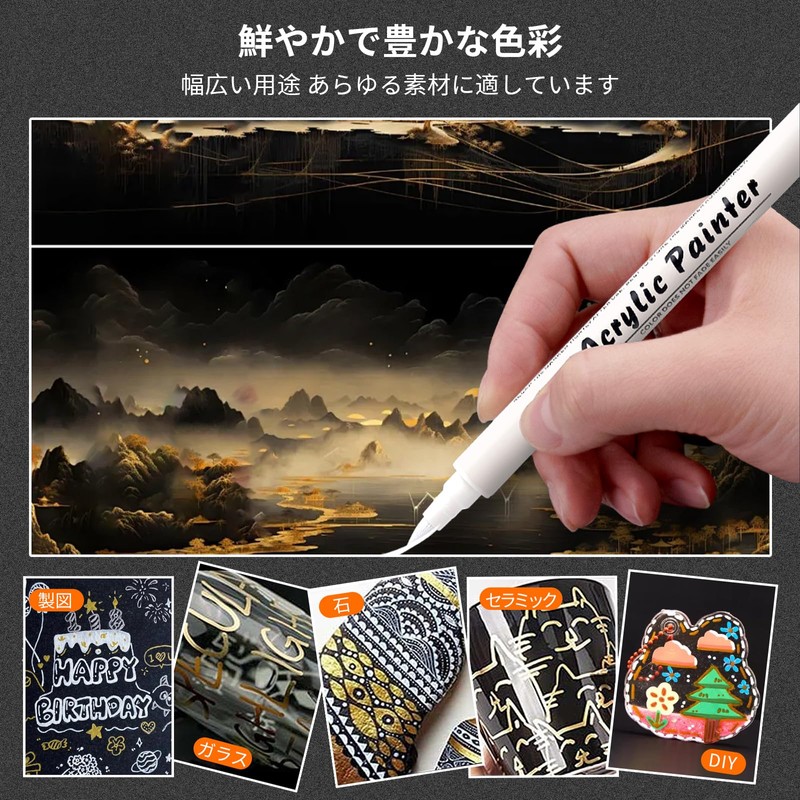 Aninako Gold Pen, 2 Kinds of Tips, Silver, Silver Marker,