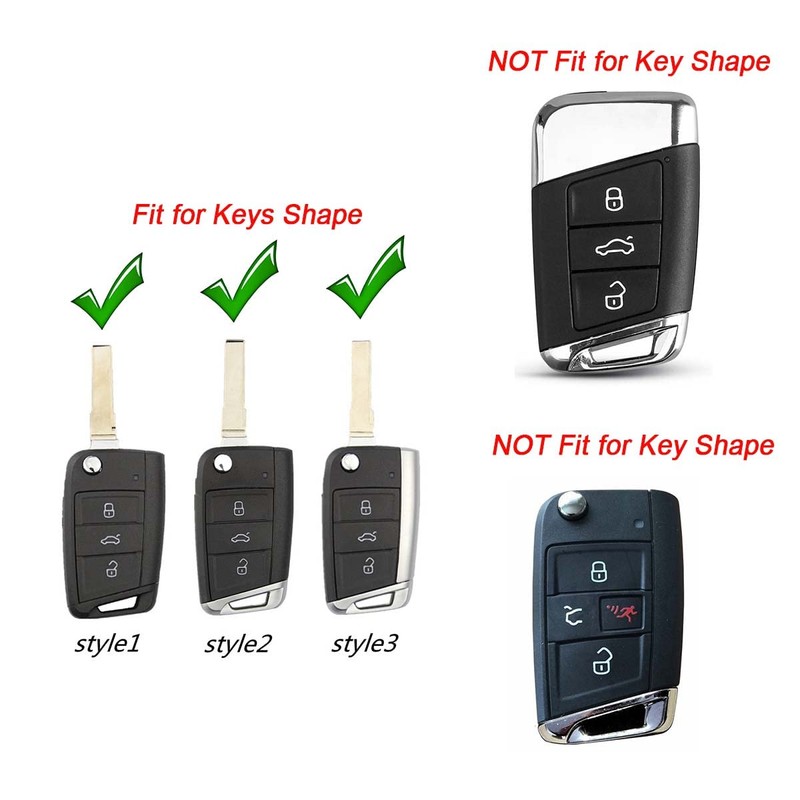 BIGJIYU Genuine Leather３Buttons Car Accessories For VW Key Cover With