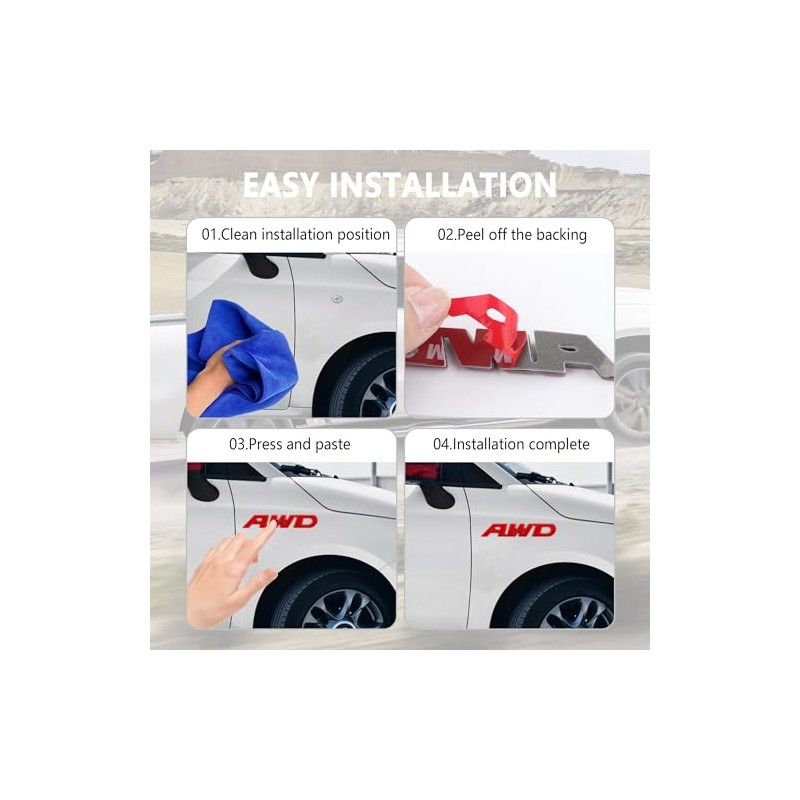 3D AWD Car Emblems and Badges with Adhesive,Premium Exterior Metal