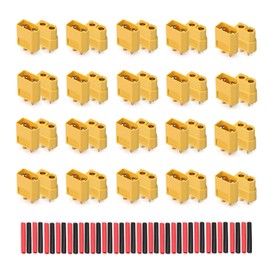 TMH 5 Pairs XT60 Connector XT-60 Male Female Bullet Connectors Plugs with 20 pcs Heat Shrink Tube for RC Lipo Battery Car Boat (5 Male+5 Female)