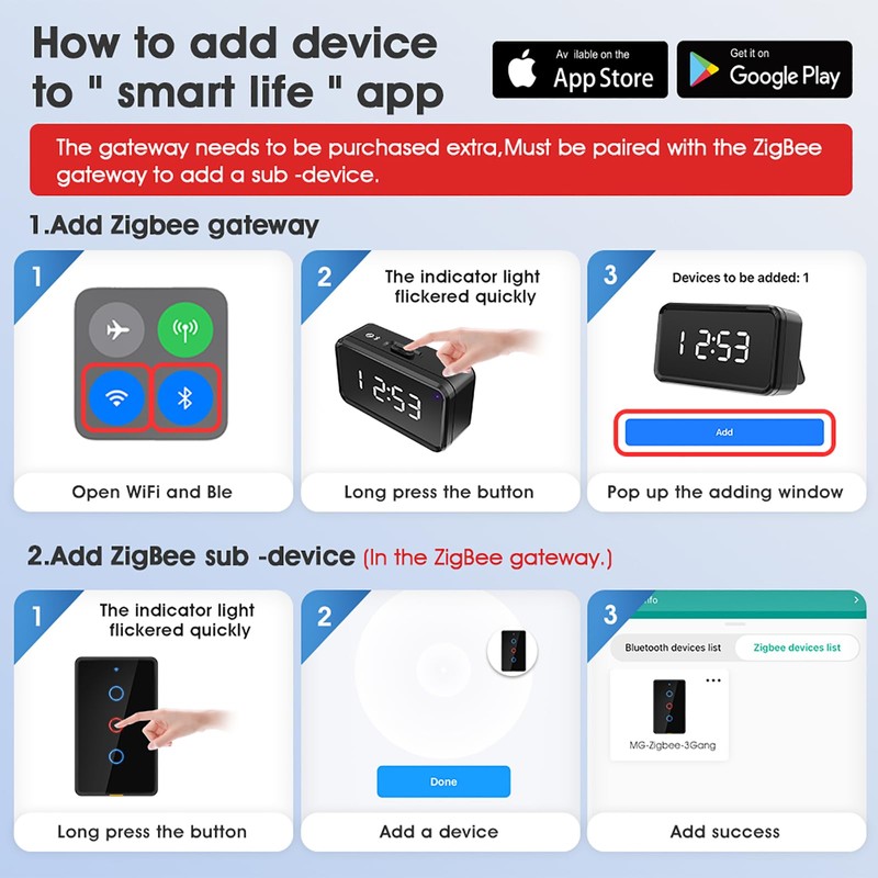 YIFAN Zigbee Smart Touch Wall Light Switch, Requires ZigBee Hub,