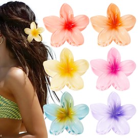 6 Stück Hawaii Haarspangen Große Blumen Haarspange Strandblumen Haarklammer Kopfschmuck für Mädchen und Frauen Strand Party Pool Urlaub - 8cm