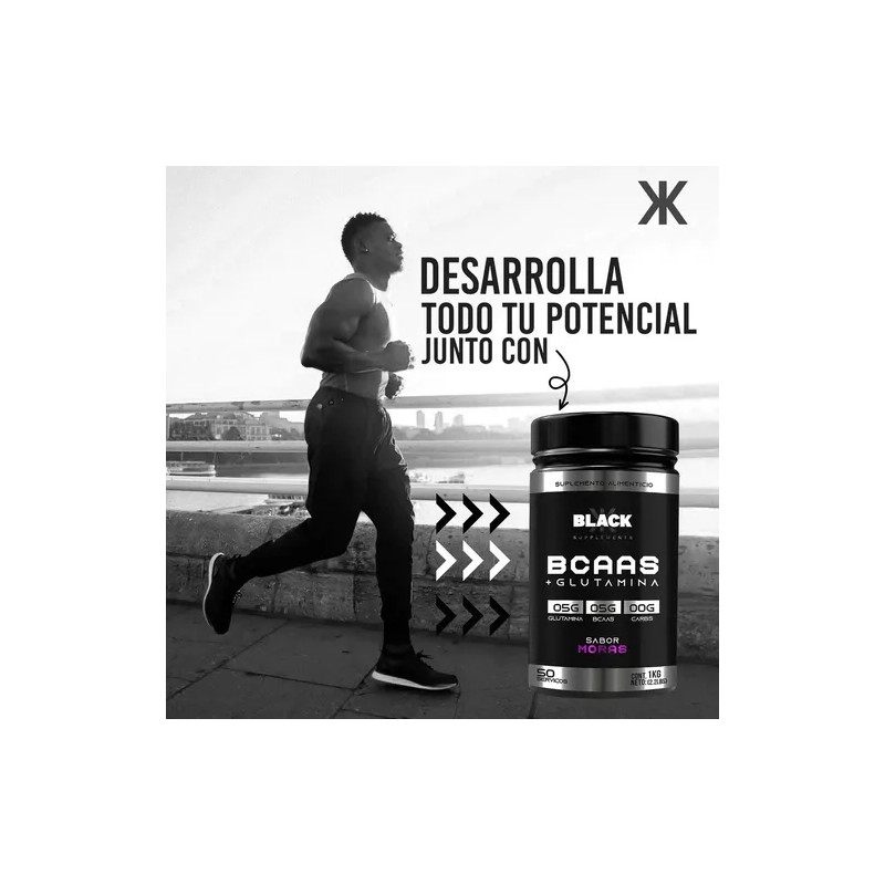 Black Supplements Aminoácidos Bcaas Glutamina 1kg Moras