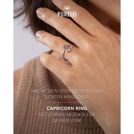 Purelei® Star Sign Ring, Waterproof Women's Ring Made of Durable Stainless Steel, Adjustable Rings from Size 50 to 60, Fashion Jewellery for Your Individual Look, Stainless Steel
