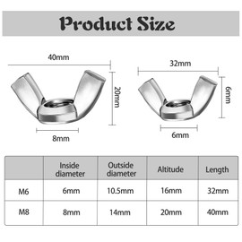 JYTDBCS Stainless steel butterfly nut hand twist butterfly nut plated white zinc ingots screw cap m6 nuts wing nuts