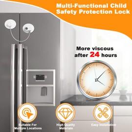 Romon Fridge Lock Pack of 2, Window Lock Children with 4 Keys, for Doors, Windows and Fridges, Drawers, Cupboards, etc. with Focus on Child Safety