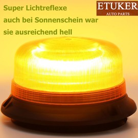 ETUKER 12 V 24 V Orange Rotating Light Magnetic Flash Light Yellow 3x Flash Pattern Car Warning Light Magnetic Rotating Light Tractor Truck