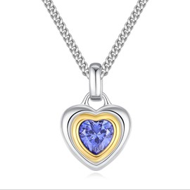 GAVU Women's Crystal Birthstone Necklace with Cubic Zirconia Heart Pendant, Stone, Cubic Zirconia
