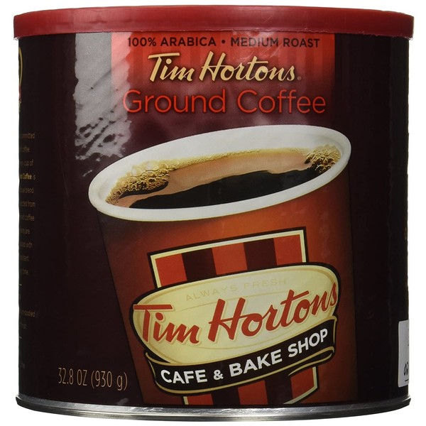 Tim Hortons Ground Coffee Can, 32.8 Ounce (Pack of 2)