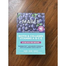 Marée Biotin & Collagen Vitamins A B C E 60 000 MCG Per Serving 60 Gummies Hair