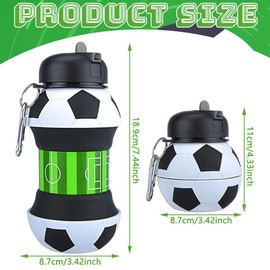 PLNVNVP Football Sports Bottle, Children's Sports Water Bottle, Foldable Water Bottle, Football for Hydration Backpack, Bicycle Sports, Sports Bottle (550 ml)